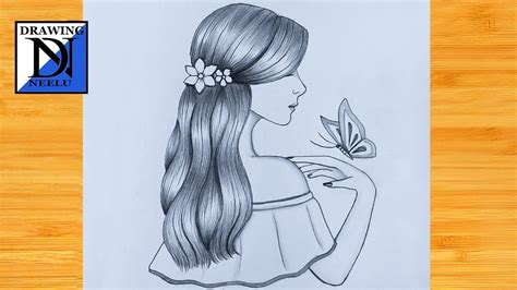 Cómo dibujar una niña con mariposa | Dibujo a lápiz para principiantes | Tutorial de dibujo ...