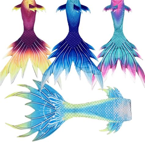 Kids Adults swimwear Mermaid Tail Luxurious Swimming Tail without Monofin Tails for Swimming ...