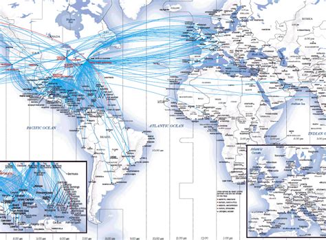 United Airlines route map - Latin America, Europe, West Asia and Africa