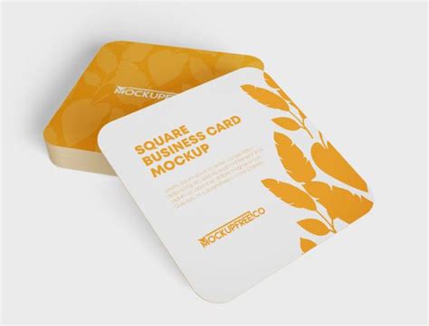 Free Square Business Cards Mockup | Mockuptree