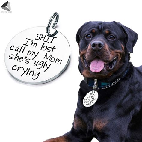 Sixtyshades Funny Dog Tags Pet ID Tags Stainless Steel Engraved Pet Tags Funny Pet Dog Collar ...