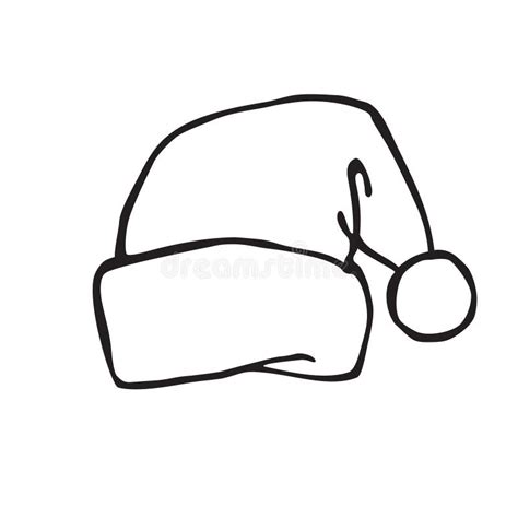 Santa Hat Vector Icon. Linear Black and White Illustration for Coloring Stock Vector ...