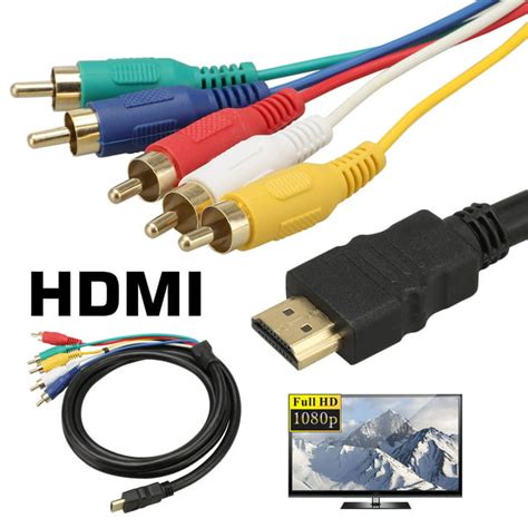 HDMI to RCA Cable, EEEkit HDMI Male to 5RCA Plug Video Audio AV ...