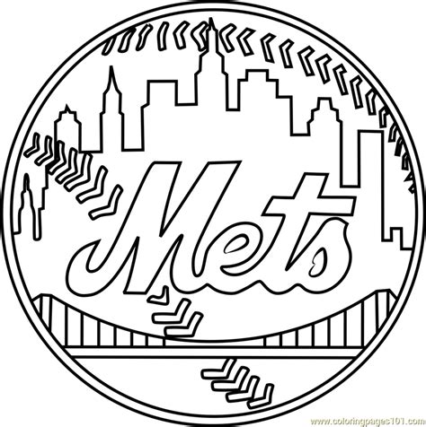 New York Mets Logo Coloring Page for Kids - Free MLB Printable Coloring Pages Online for Kids ...