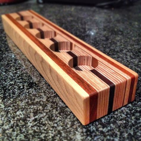 Candle Holder made form layers of plywood, mahogany, wenge and ash ...