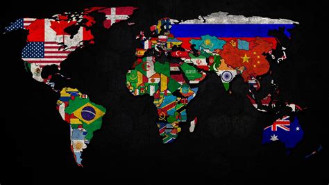 Colorful World Map Flags HD Wallpaper