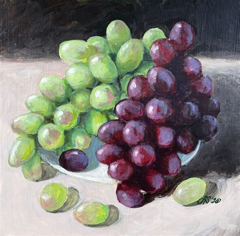 Original Acrylic Painting grapes Study 8x8 Still Life - Etsy