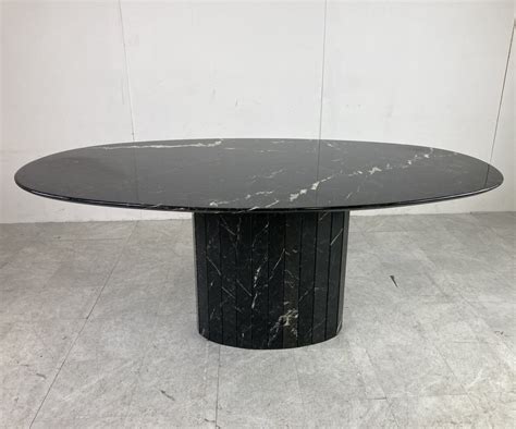 Vintage oval black marble dining table, 1970s | #233893