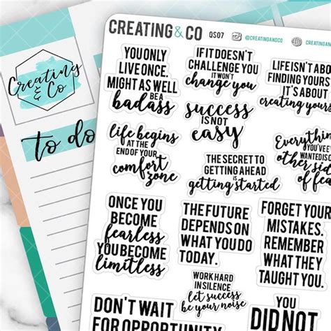 Papercraft Motivational Quotes Planner Stickers Motivational Quote Stickers 2 Inspirational ...