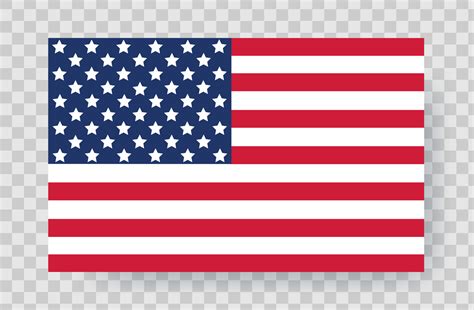 USA flag on transparent background. Isolated United States of America vector flat illustration ...