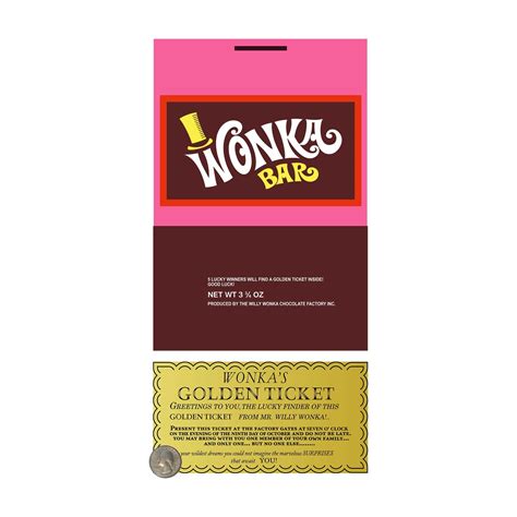 Willy Wonka wonka Bar Candy Bar Wrapper Golden Ticket - Etsy