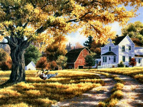 Pin by 🌈Vonnie🦄 Davis🌈 on Charming Country Scenes | Autumn painting, Autumn art, Farm art