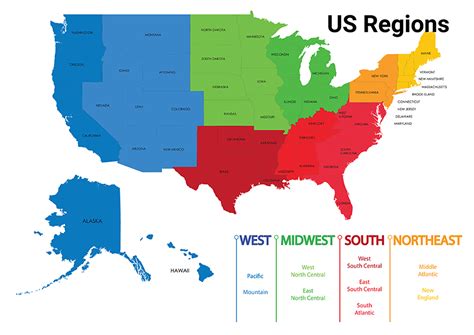 US Regions List and Map – 50states