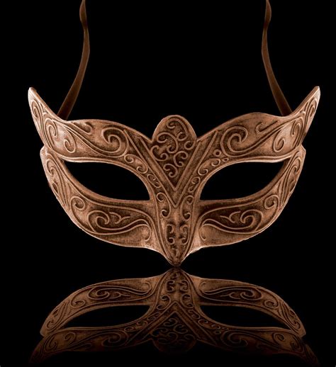 Venetian Metallic Masquerade Ball Mask - Copper - Steampunk - CoTa Global