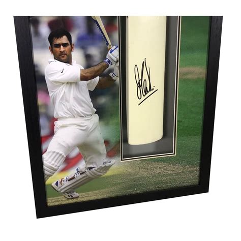 MS Dhoni Signed Cricket Bat Display - Elite Exclusives