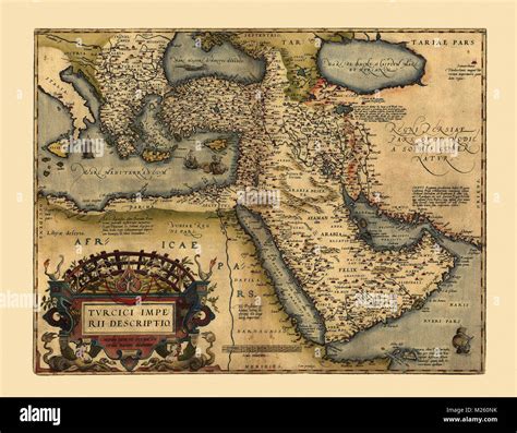 Historical map of the Middle East circa 1600 Stock Photo - Alamy