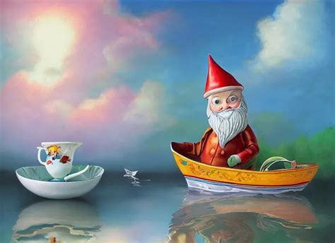 a garden gnome sailing in a teacup, whimsical | Stable Diffusion | OpenArt