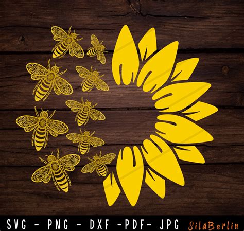 Sunflower And Bee Svg Sunflower Svg Bee Svg Honey Bee Svg Etsy Uk | Porn Sex Picture