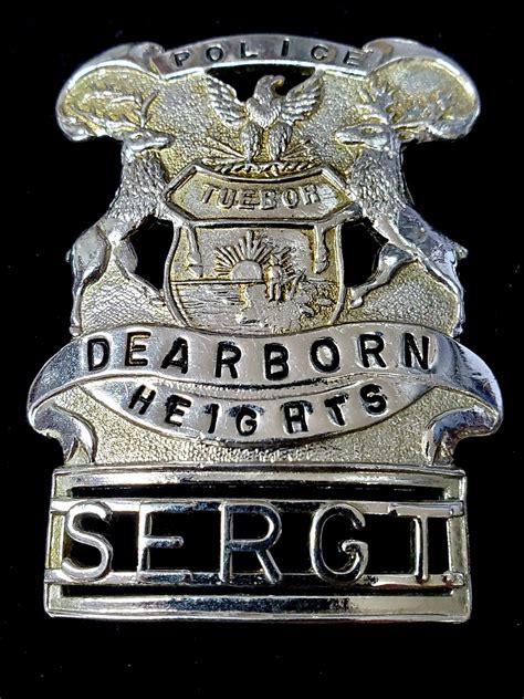 Dearborn Heights Michigan Police Sergeant Hat Badge - COLLECTORS-BADGES.COM