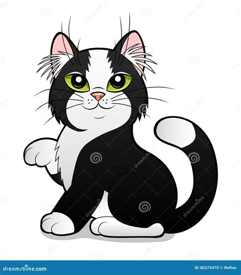 Cartoon Black And White Cat Stock Vector - Image: 40375470