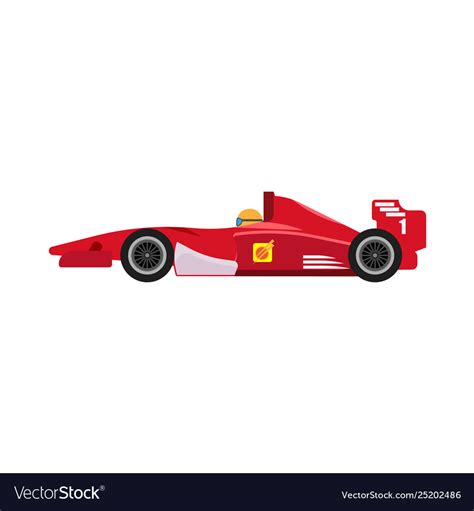 Formula 1 red racing car side view icon Royalty Free Vector