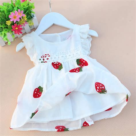 Infant Baby Summer Dress Kids Girl Toddler Floral Strawberry Embroidery Sleeveless Clothes ...