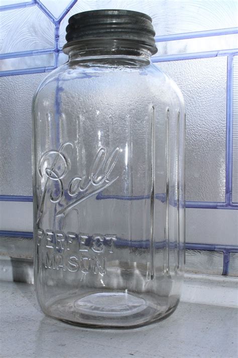 2 Clear Half Gallon Ball Perfect Mason Jars Vintage 1930s