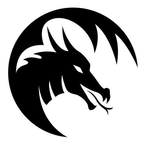 Round dragon logo. Graphic black and white illustration. 36445642 Vector Art at Vecteezy