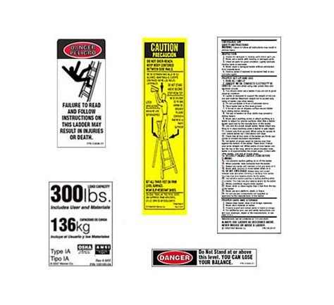 OSHA Ladder Safety Labels for Extension Ladders, Combination Ladders, Manhole Ladders ...