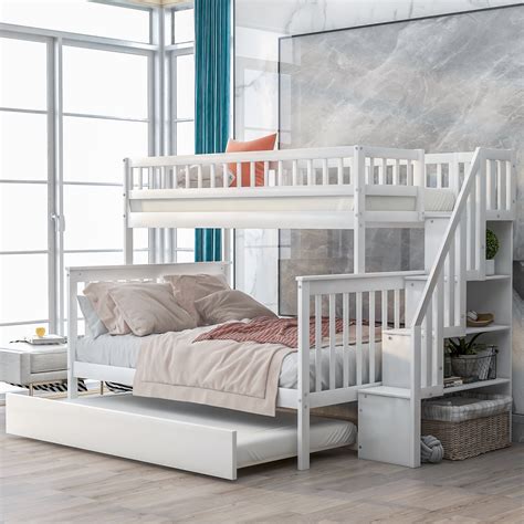 Harper&Bright Designs Twin Over Full Bunk Bed with Stairs and Storage for Kids, Multiple Colors ...