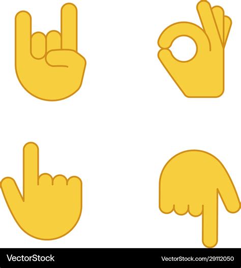 Hand gesture emojis color icons set Royalty Free Vector