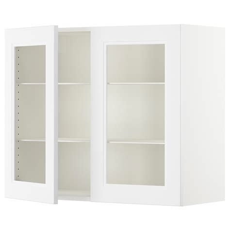 SEKTION Wall cabinet with 2 glass doors, white, Axstad matt white ...