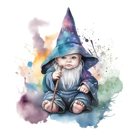 Premium AI Image | Fantasy watercolor baby witch illustration