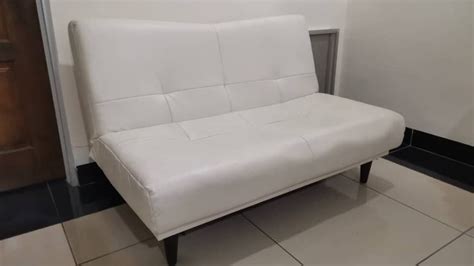 White Leather Sofa Bed - Unearth Store