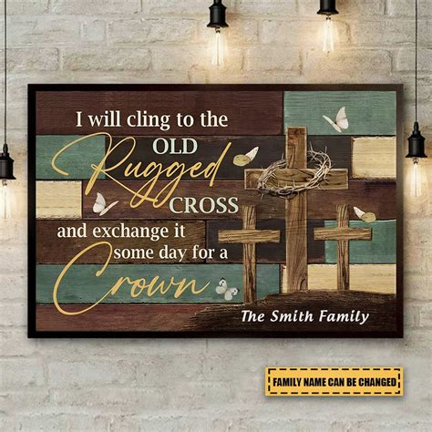 Personalized The old rugged cross wall art canvas print - kissfaith