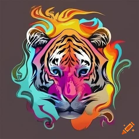 Flaming tiger logo design on Craiyon