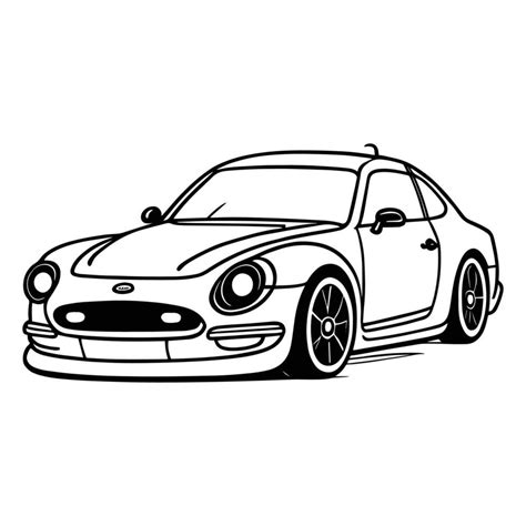 This is s a vector car clipart, car vector silhouette, a black and white car on the road vector ...