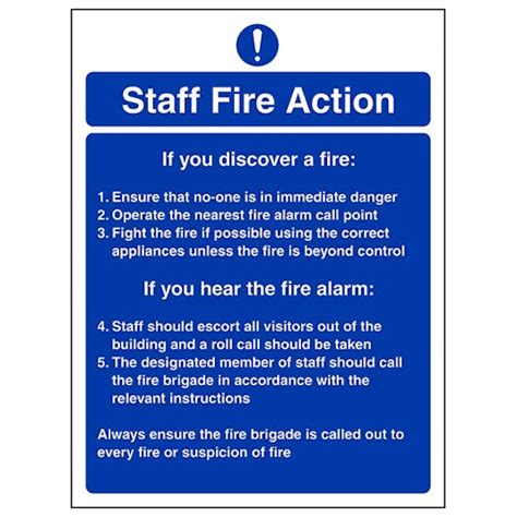 Fire Instructions For Staff | Safety Signs 4 Less