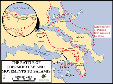 Map of the Battle of Thermopylae 480 BC