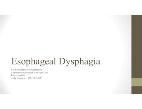 (PDF) esophageal dysphagia 2014. background · Causes of Esophageal Dysphagia, Overview ...