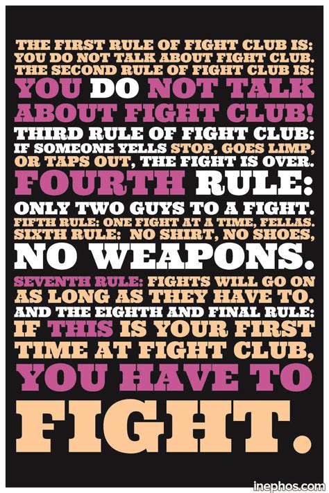 Fight Club - The First Rule Movie Quote Poster (12 X 18 Inch) - Inephos | Quote posters, Fight ...