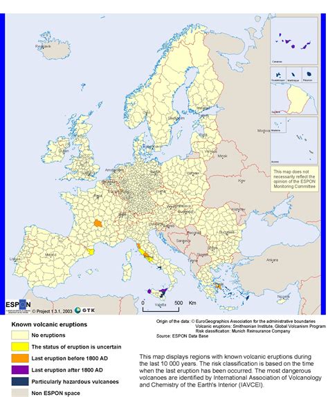 Europe: volcanic hazard map - Maps - Knowledge Base - PreventionWeb.net