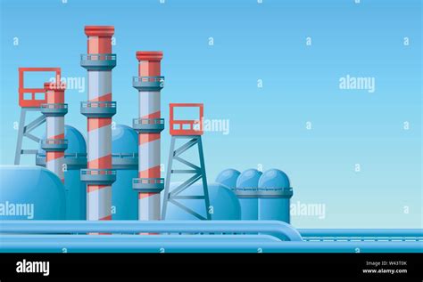 Oil refinery concept banner. Cartoon illustration of oil refinery vector concept banner for web ...