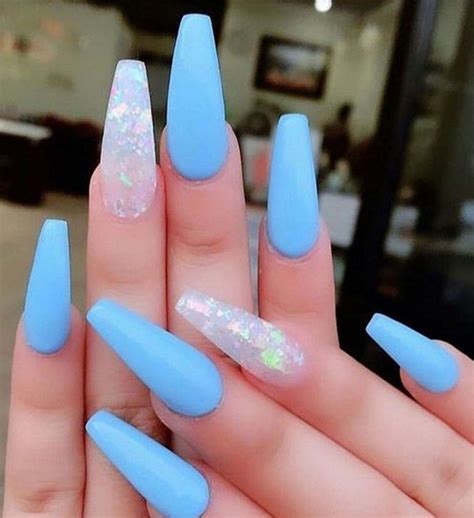 15 elegant light blue nail art designs ideas 8 > yunshomes.com | Acrylic nails coffin short ...