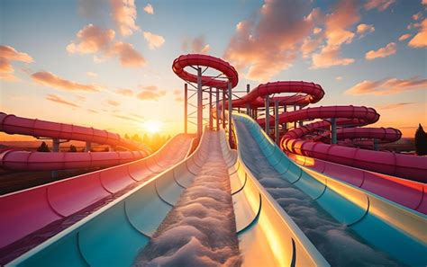 Premium AI Image | Beautiful water park with colorful water slides