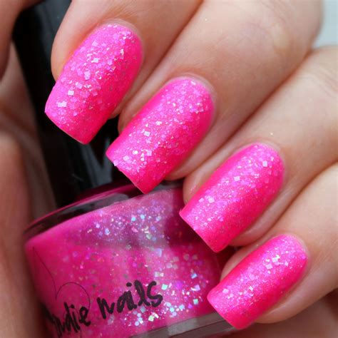 Bright Pink Acrylic Nails With Glitter - bmp-cheese