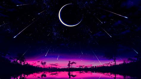 2560x1440 Resolution Cool Anime Starry Night Illustration 1440P Resolution Wallpaper ...