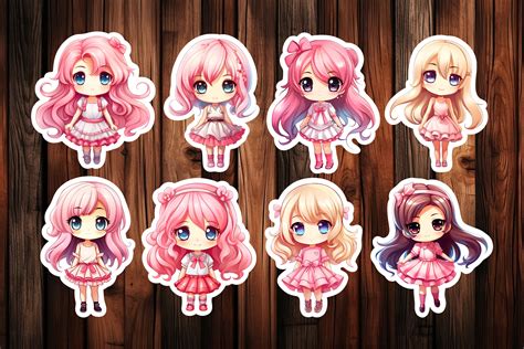 Cute Kawaii Pink Girl Printable Stickers Graphic By, 51% OFF