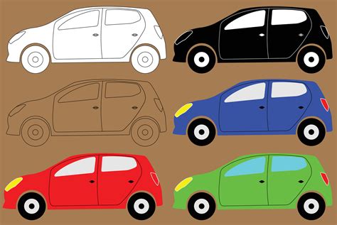 Illustration Vector of flat design car,silhouette car,outline car ...