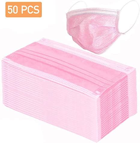 50 Disposable Pink Face Masks , 3-ply Breathable Masks, Elastic Ear Loop Filter Mask - Walmart.com